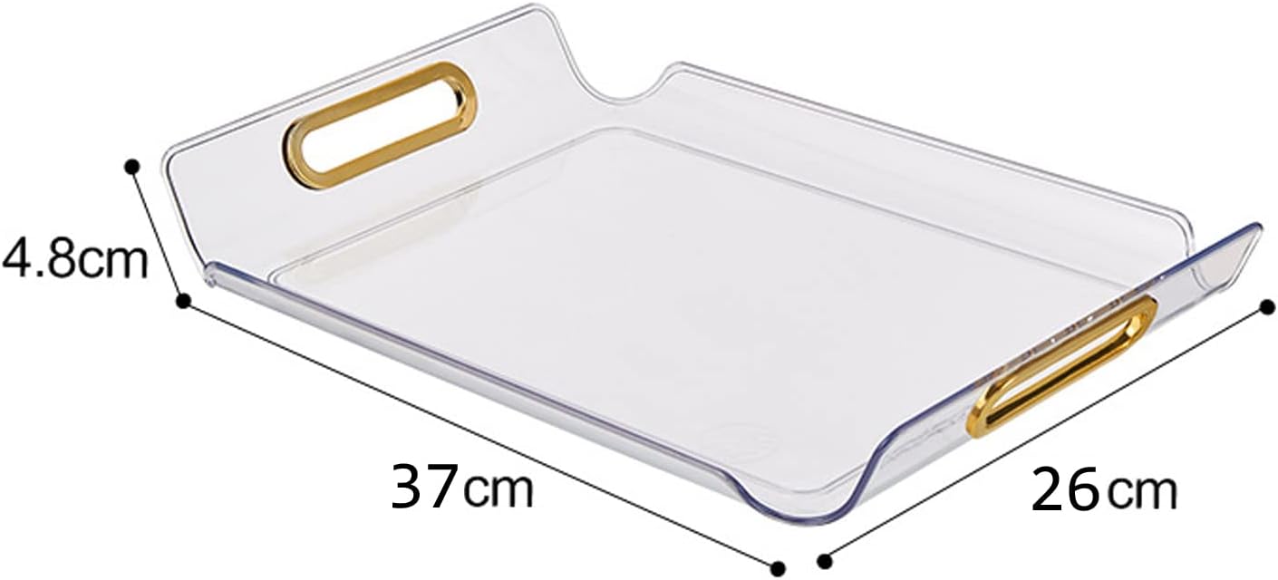 Serving Tray with Handles, Clear Acrylic Decorative Trays Platter for Coffee Table, Breakfast in Bed with Placemat