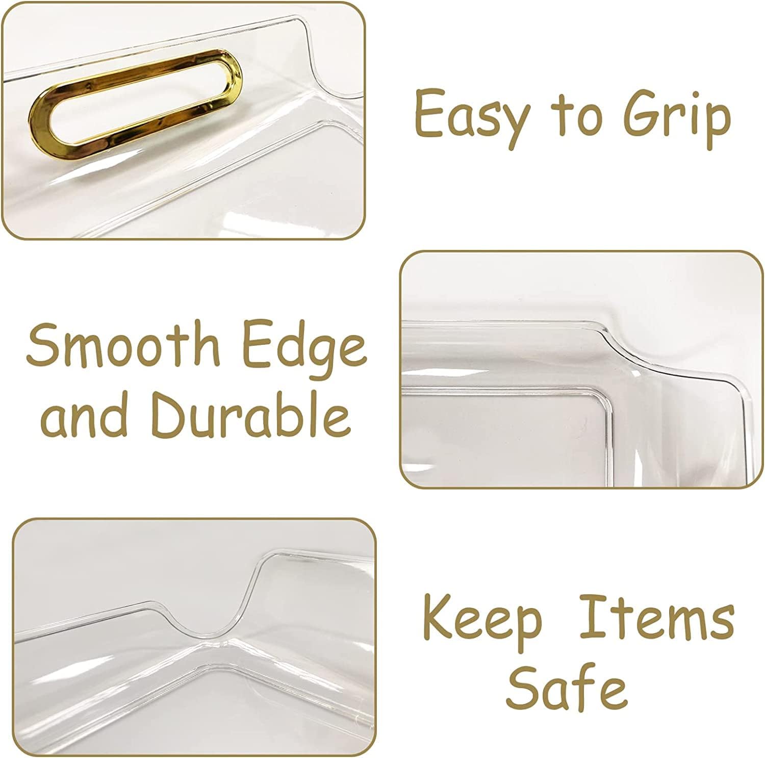 Serving Tray with Handles, Clear Acrylic Decorative Trays Platter for Coffee Table, Breakfast in Bed with Placemat