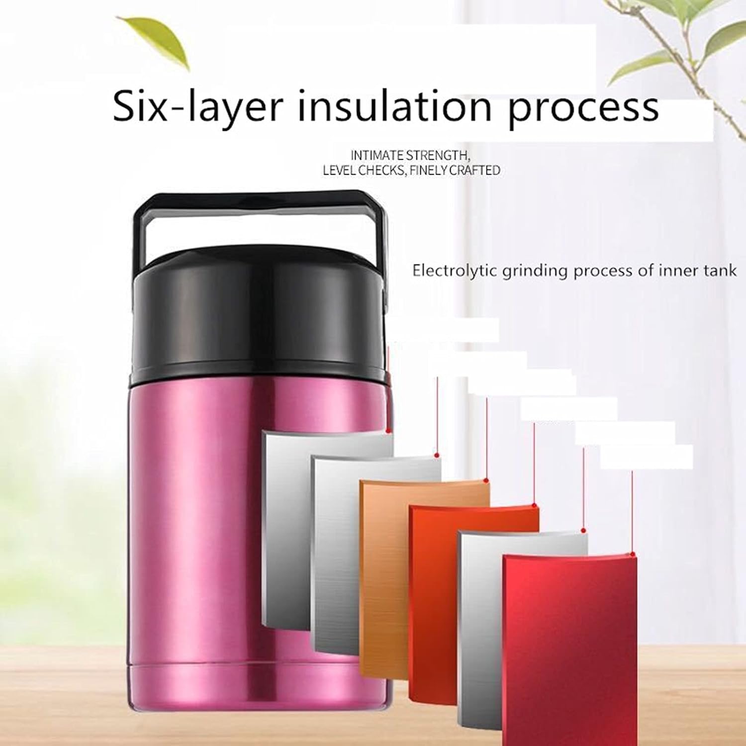 Portable Double layer Stainless Steel Insulation Barrel Smoldering Pot, a Removable Hot Lunch Box for Offices, Schools and Homes,