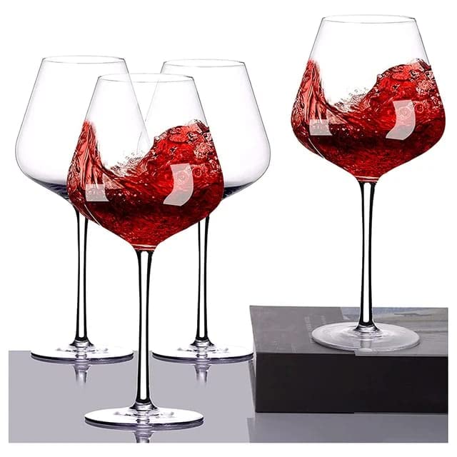 6pc BULB WINE GLASS BALOON MEDIUM Clear Handblown Wine Glass-550ml Crystal Clear Lead Free Wine Glass red Wine, White Wine Glass,Champagne, Scotch Glass | Perfect for Home, Bars and Parties