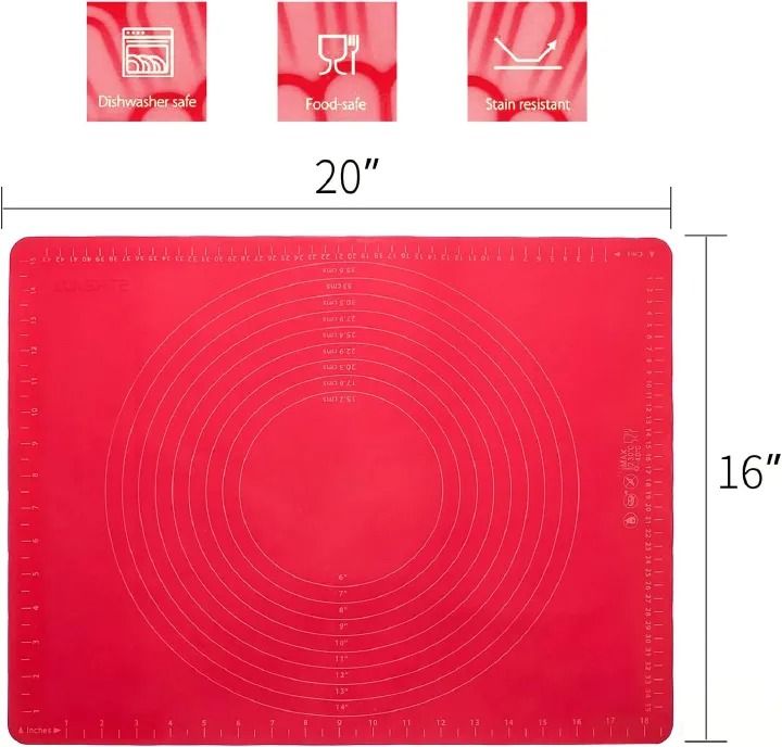 Silicon Pastry Baking Sheet, Super Kitchen Non Slip Silicone Pastry Mat, Extra Large 38cmx27cm for Non-Stick Baking Mats, Table/Countertop Placemats, Dough Rolling Mat, Kneading/Fondant/Cake Crust Mat