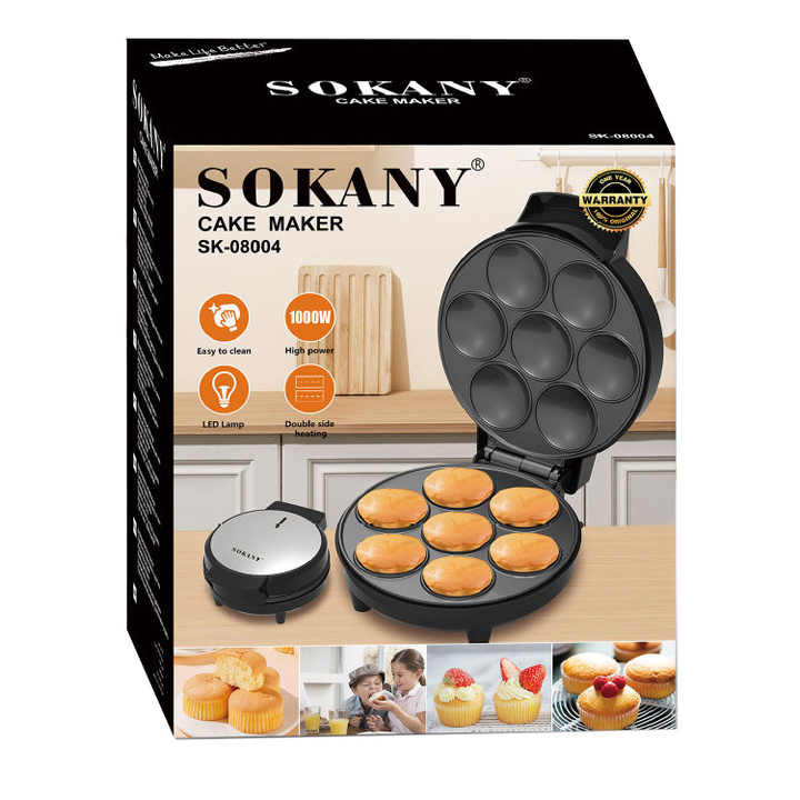 Sokany Cake Machine/Muffin Maker Multi Purpose Non Stick Machine, Popular Home Use Snacks Desserts Electric Mini Round Cake Maker