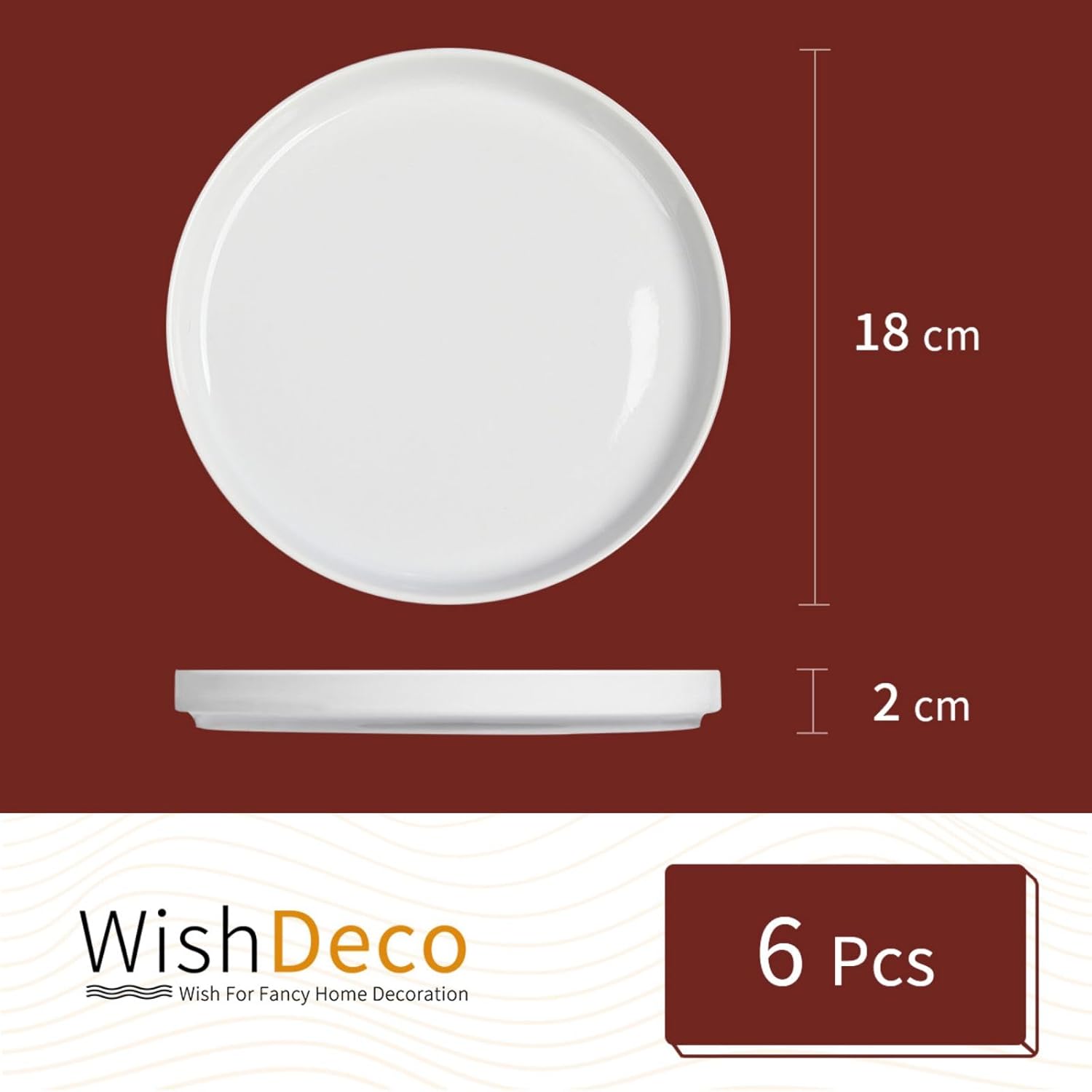 1pc Ceramic round platter 10.5" ,White Cake Plates, Diameter 18 cm, Porcelain Dinner Plates, Breakfast Plates White with Raised Rim, Small Serving Plates...