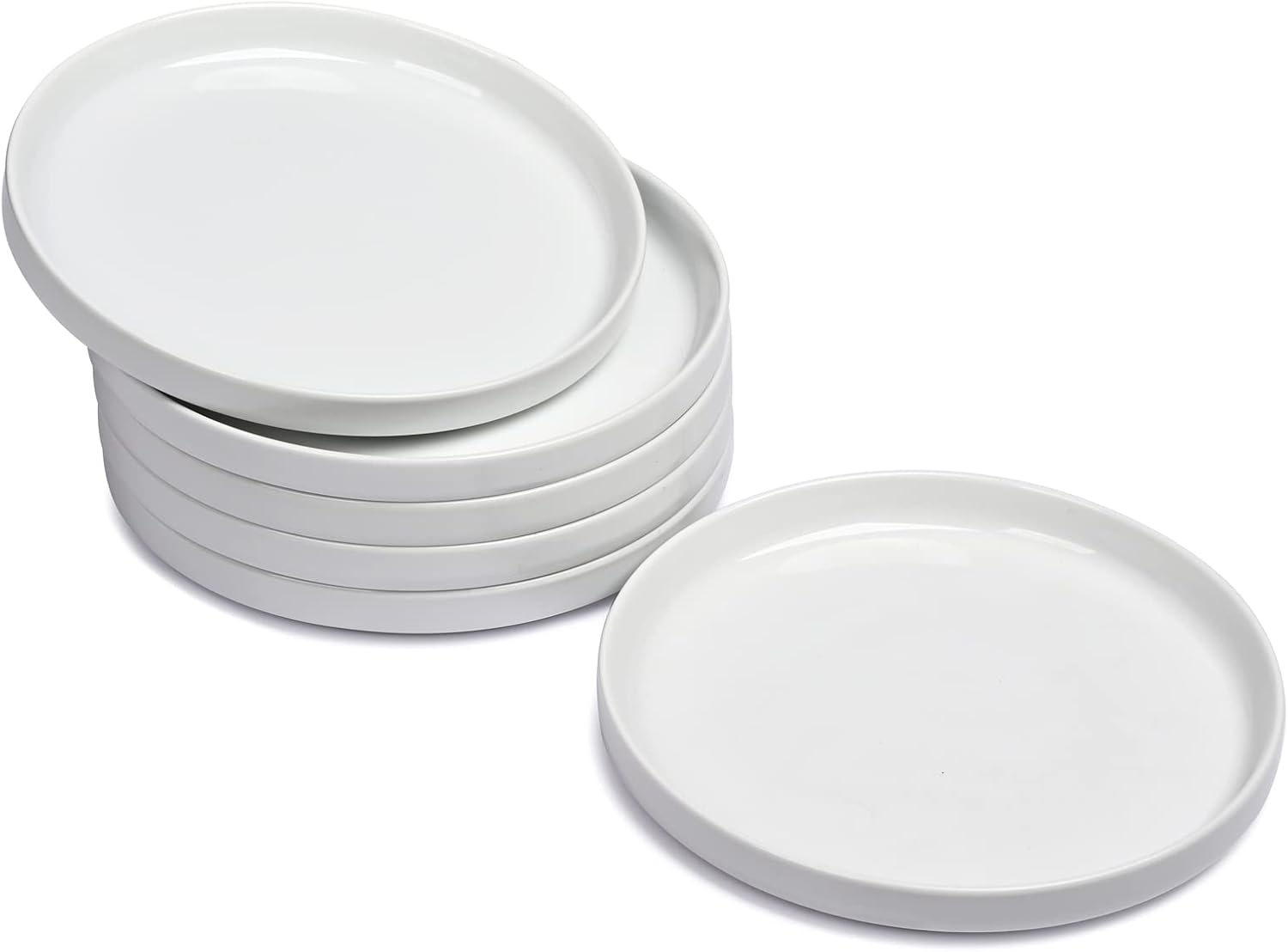 1pc Ceramic round platter 10.5" ,White Cake Plates, Diameter 18 cm, Porcelain Dinner Plates, Breakfast Plates White with Raised Rim, Small Serving Plates...