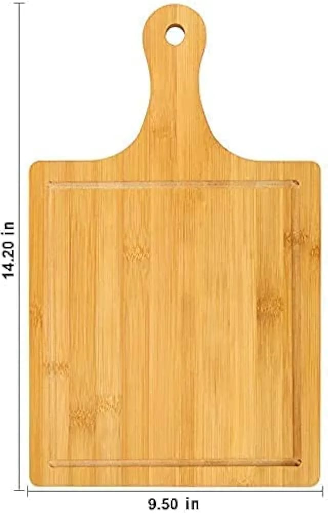 1pc Bamboo Pizza Board Rectangle ,Bamboo kitchen wooden chopping board with handle,Wood Chopping Boards Blanks Serving Board for Pizza, Bread, Cheese, Charcuterie, Fruit, Vegetables