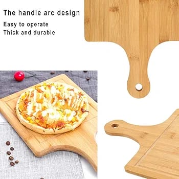 1pc Bamboo Pizza Board Rectangle ,Bamboo kitchen wooden chopping board with handle,Wood Chopping Boards Blanks Serving Board for Pizza, Bread, Cheese, Charcuterie, Fruit, Vegetables
