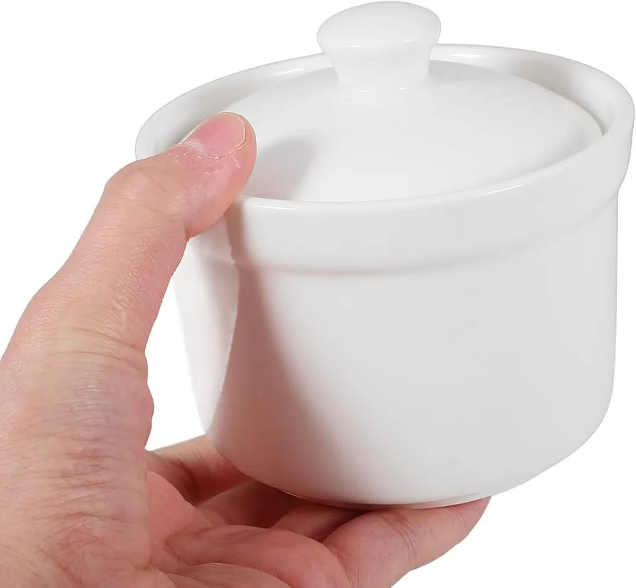 1pc 500ml Ceramic sugardish big/stew pot white,with a wide opening that you don't struggle when using your sugar its reduces spillage