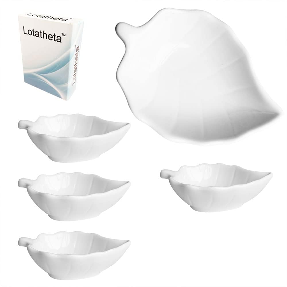 Ceramic Leaf Serving, Kitchen and Dining Bowl,Leaf Shaped Porcelain Soy Sauce Dish Ceramic Dip Dipping Bowls