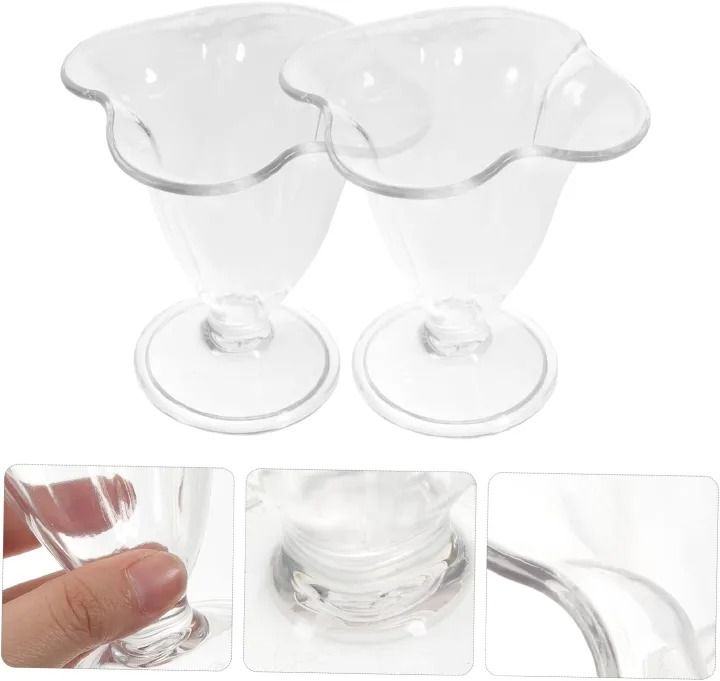 1pc Polycarbonate ice cream/desert glass Plastic Dessert Bowls Plastic Dessert Cups Girls Dessert Cups Footed Dessert Bowl Shake Cup Child Cold Drink Cup Smoothie Transparent
