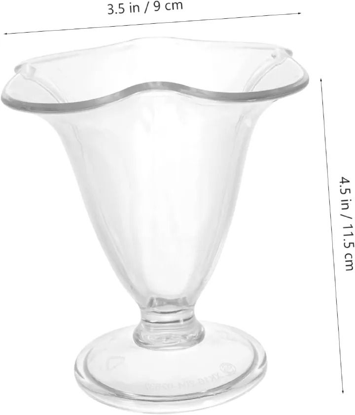 1pc Polycarbonate ice cream/desert glass Plastic Dessert Bowls Plastic Dessert Cups Girls Dessert Cups Footed Dessert Bowl Shake Cup Child Cold Drink Cup Smoothie Transparent