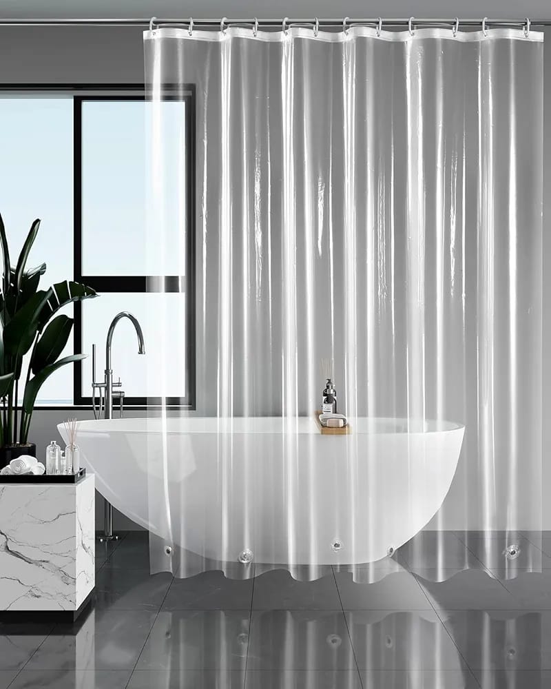 Fashion Waterproof Shower Curtain Liner Transparent  Curtains Bath Décor with Curtain Hook as pictured 180* 180CM Plain clear Shower Curtain