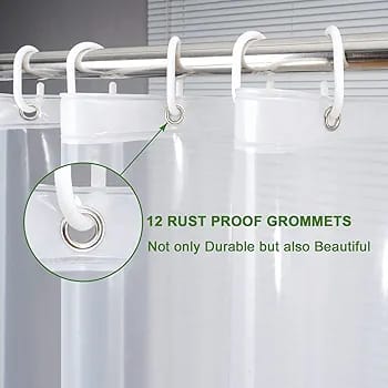 Fashion Waterproof Shower Curtain Liner Transparent  Curtains Bath Décor with Curtain Hook as pictured 180* 180CM Plain clear Shower Curtain