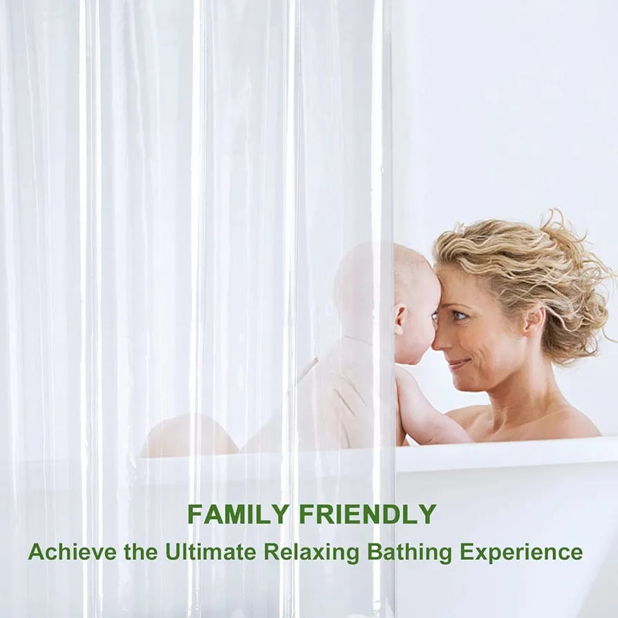 Fashion Waterproof Shower Curtain Liner Transparent  Curtains Bath Décor with Curtain Hook as pictured 180* 180CM Plain clear Shower Curtain