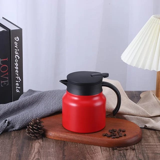 800ML Insulated Vacuum Coffee Pot With with Removable Tea Infuser  Double Walled Vacuum Thermos High Capacity Non Slip Bottom Thermos for Kitchen Office-Red