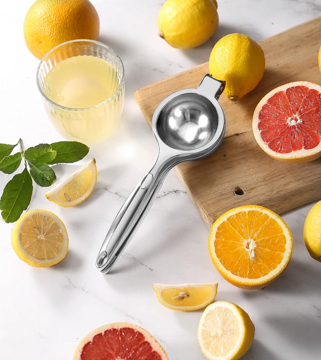 Handheld Lemon Squeezer - Heavy Duty Manual Juicer & Lemon Juicer Hand Press With Curved Handle - Manual Lemon Lime Squeezer & Metal Citrus Squeezer For Extracting Juices