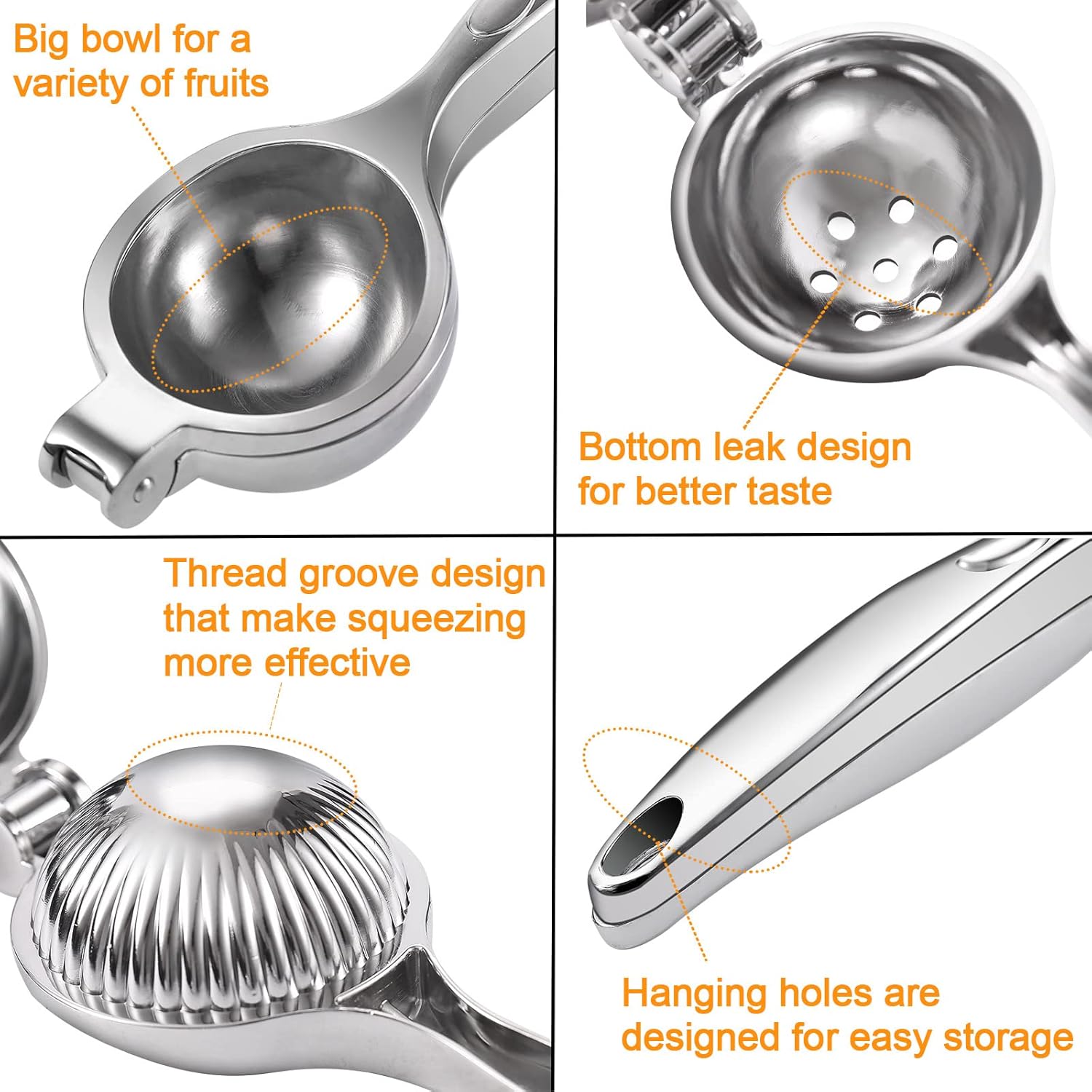 Handheld Lemon Squeezer - Heavy Duty Manual Juicer & Lemon Juicer Hand Press With Curved Handle - Manual Lemon Lime Squeezer & Metal Citrus Squeezer For Extracting Juices