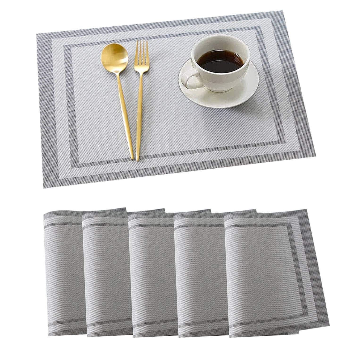 6pc new edge tablemats Stain Resistant Dinner Place Mats – Durable, Easy to Clean, Non-Slip, Heat Resistant Table Mats for Indoor & Outdoor Use – Stylish and Elegant Protection for Dining Tables