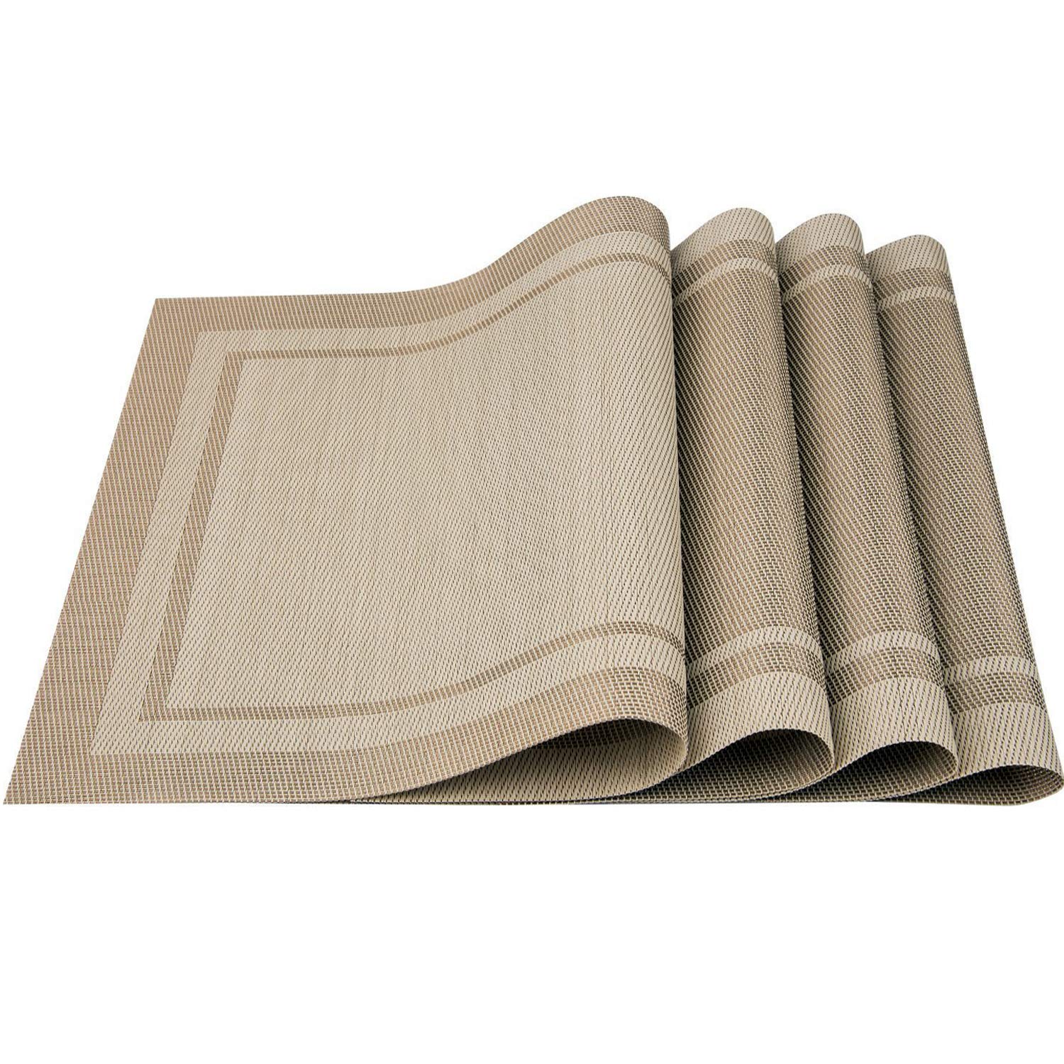 6pc new edge tablemats Stain Resistant Dinner Place Mats – Durable, Easy to Clean, Non-Slip, Heat Resistant Table Mats for Indoor & Outdoor Use – Stylish and Elegant Protection for Dining Tables