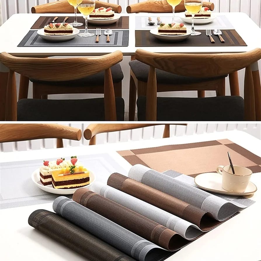 6pc new edge tablemats Stain Resistant Dinner Place Mats – Durable, Easy to Clean, Non-Slip, Heat Resistant Table Mats for Indoor & Outdoor Use – Stylish and Elegant Protection for Dining Tables