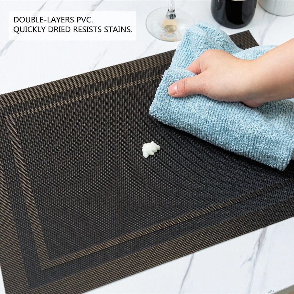 6pc new edge tablemats Stain Resistant Dinner Place Mats – Durable, Easy to Clean, Non-Slip, Heat Resistant Table Mats for Indoor & Outdoor Use – Stylish and Elegant Protection for Dining Tables