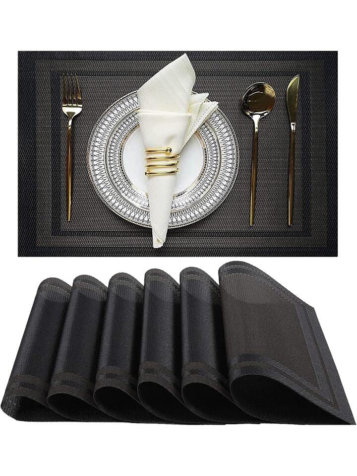6pc new edge tablemats Stain Resistant Dinner Place Mats – Durable, Easy to Clean, Non-Slip, Heat Resistant Table Mats for Indoor & Outdoor Use – Stylish and Elegant Protection for Dining Tables