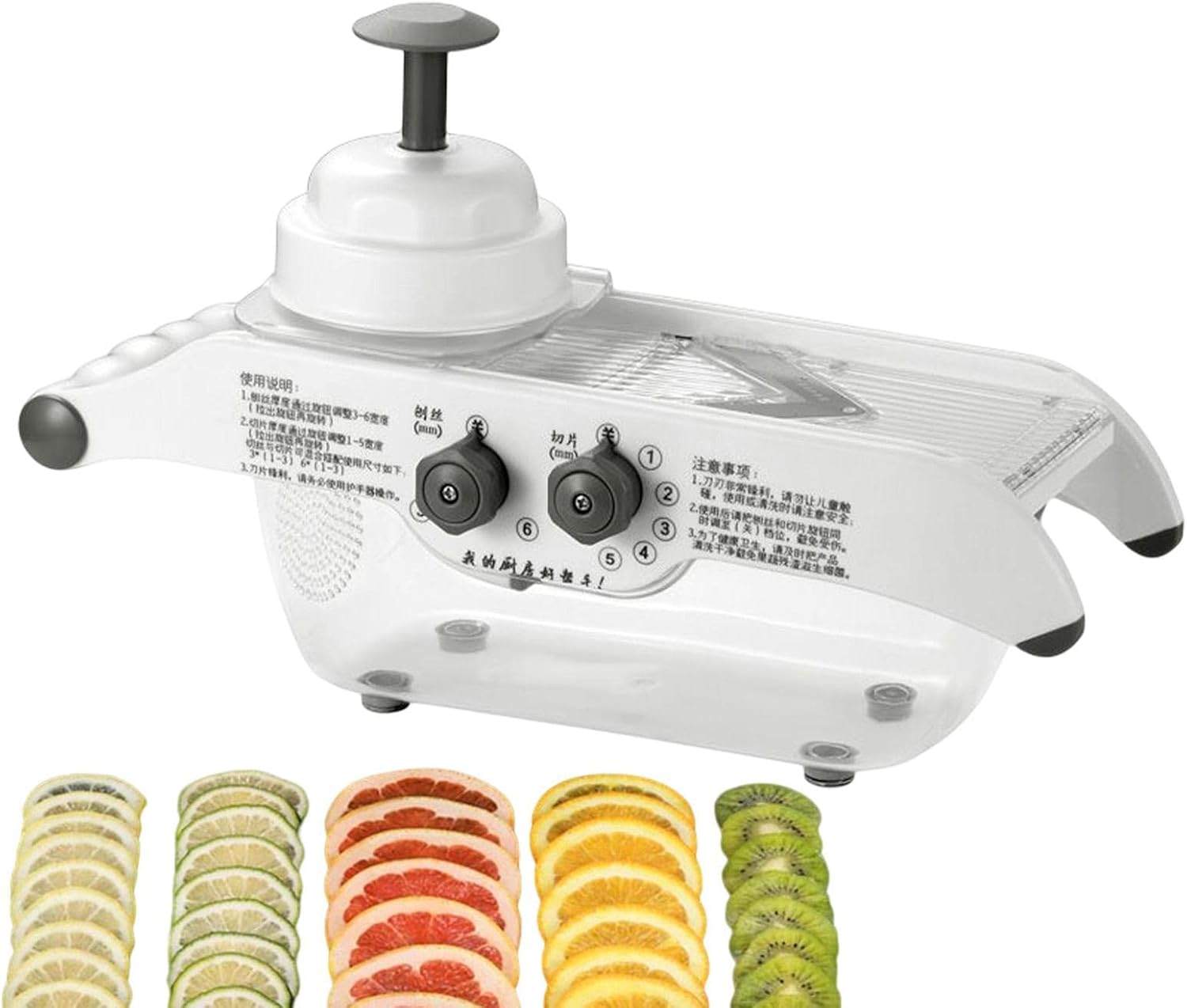 Multi Functional Cutter Supper Heavy  Greater , Blade Lemon Slicer for Kitchen | Adjustable Thickness Steel Lemon Slicer, Food Slicer with Potato, Tomato and Onion Container