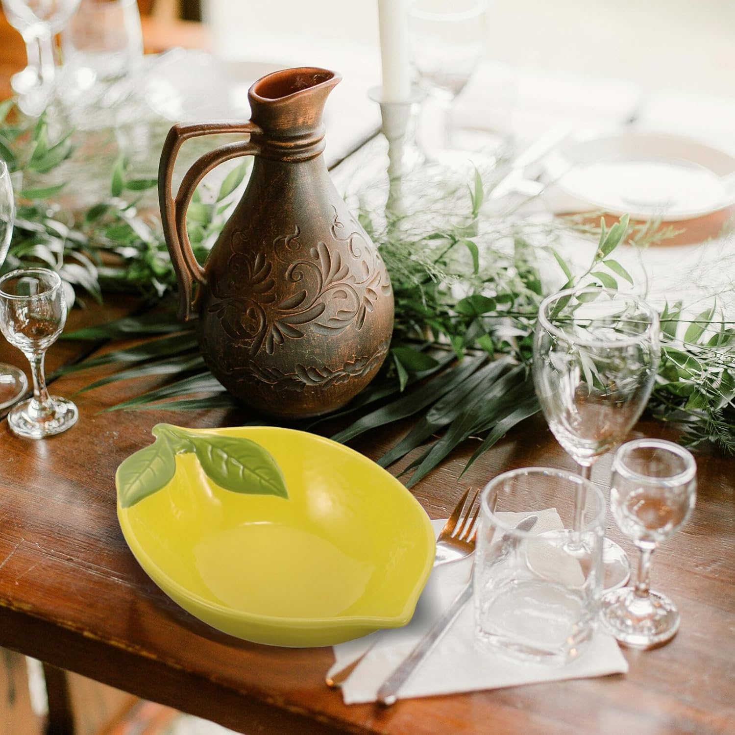 Lemon bowl, Ceramic Plate, Fruit Shape Bowl Ceramic Foods Platter Salad Pasta Bowls Serving Container Cereal Bowls for Snacks Dessert Salad Rice Cake