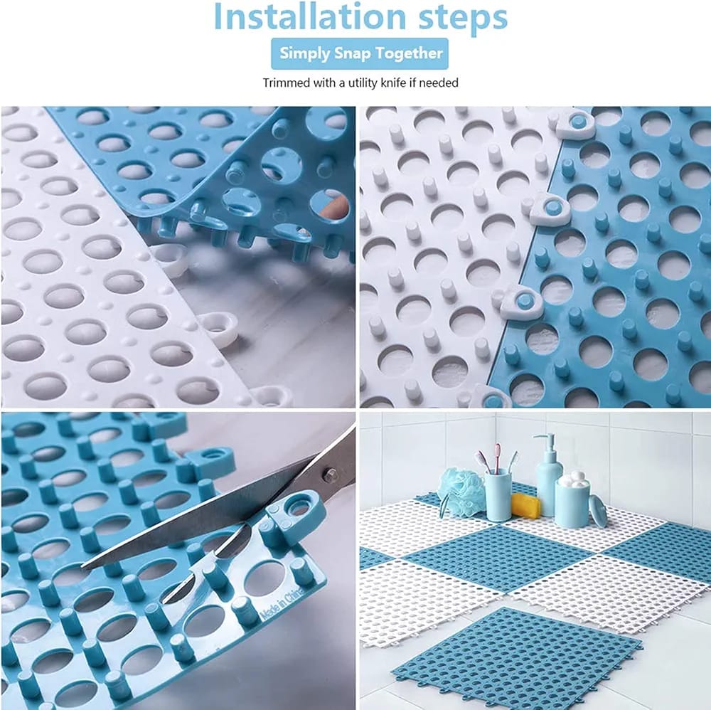 Nonslip joinable mats,Bathroom mat Non Slip Shower Mat Splicable 30X30cm Large Waterproof Floor Mat Mountable Hollow Anti-Fall Foot Mat for Bathroom Bathtub Toilet Kitchen