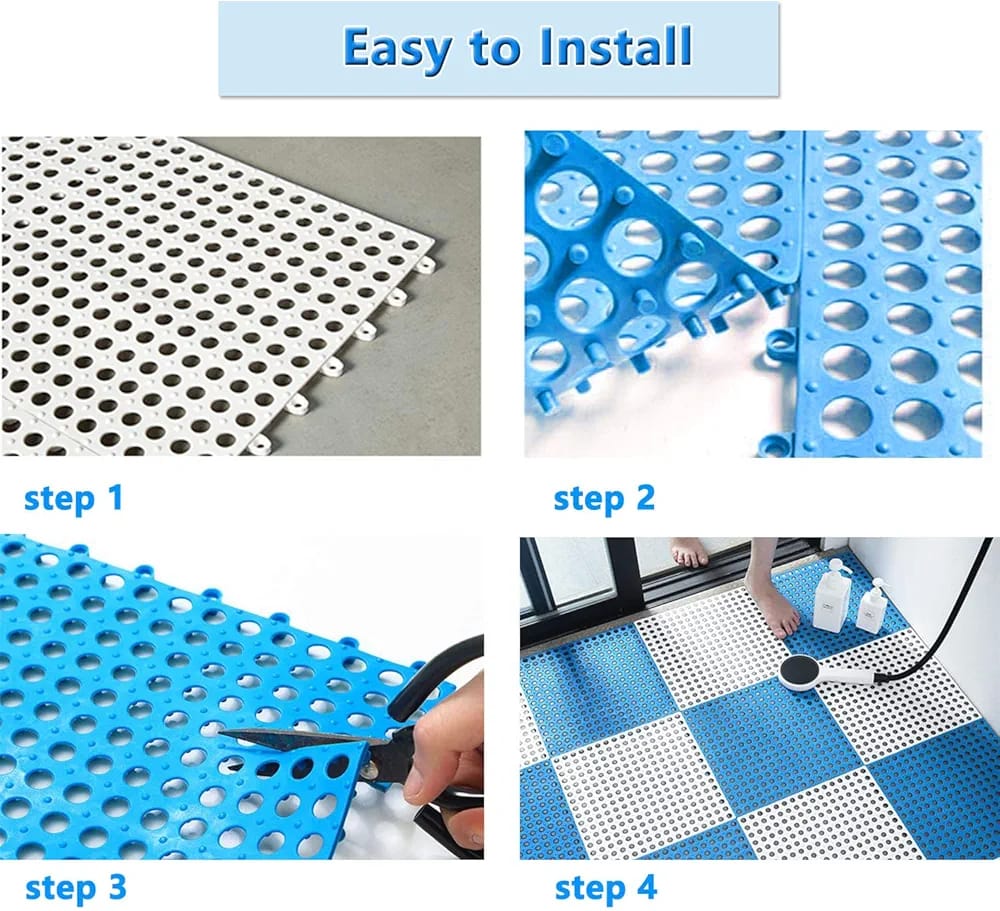 Nonslip joinable mats,Bathroom mat Non Slip Shower Mat Splicable 30X30cm Large Waterproof Floor Mat Mountable Hollow Anti-Fall Foot Mat for Bathroom Bathtub Toilet Kitchen