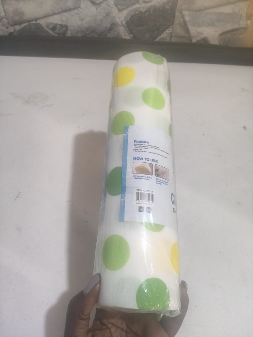 Non-Adhesive Kitchen Shelf Liner Paper Beautiful Dot Pattern Drawer Storage Liner for Drawer Table Kitchen Cabinets Pantry (1 roll )