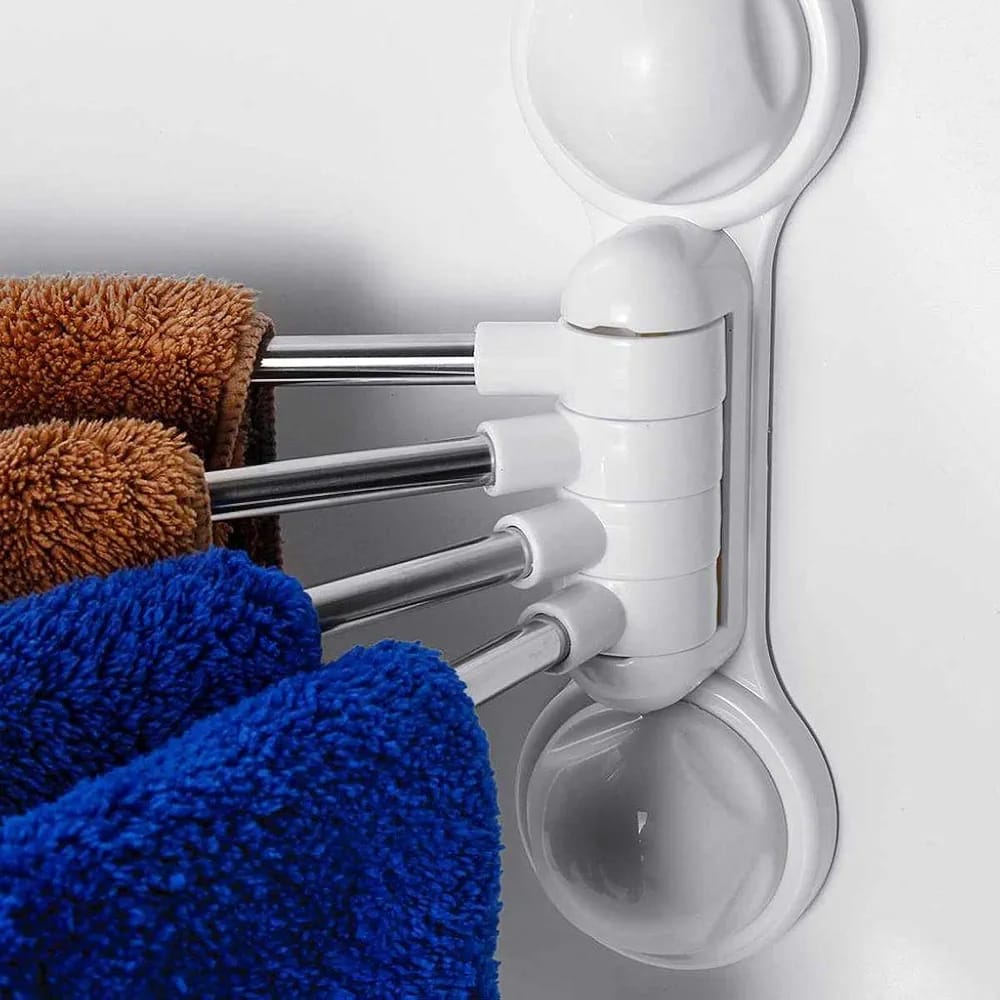 1pc Rotating towel rack bathroom towel rack kitchen wall hanging towel bar  Storage Rack Organizer with four arms