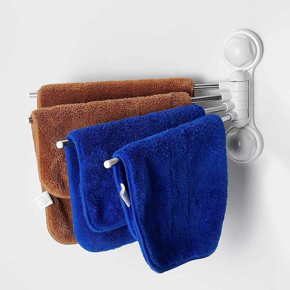 1pc Rotating towel rack bathroom towel rack kitchen wall hanging towel bar  Storage Rack Organizer with four arms