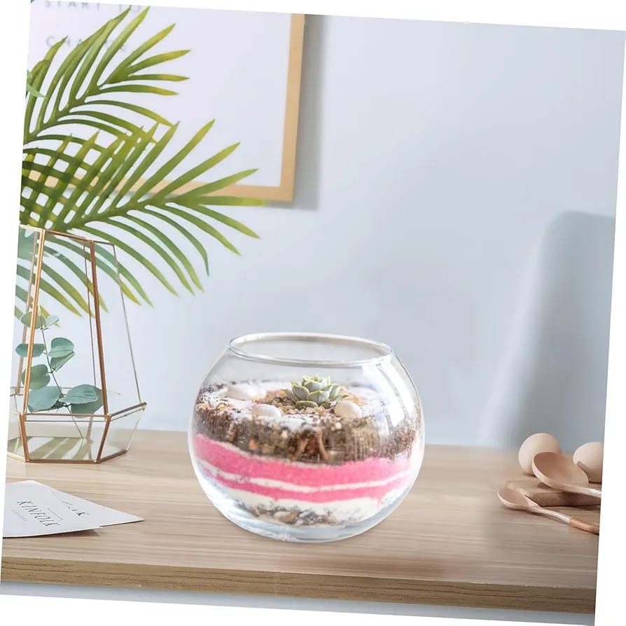 Fish Bowl Vase Glass Round Centerpiece 10cm Clear Bubble vase for Flower Arrangements Weddings Events Decorating