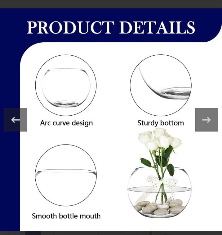 Fish Bowl Vase Glass Round Centerpiece 10cm Clear Bubble vase for Flower Arrangements Weddings Events Decorating