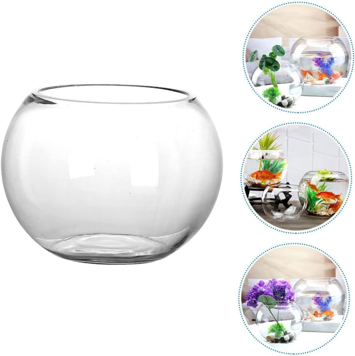 Fish Bowl Vase Glass Round Centerpiece 10cm Clear Bubble vase for Flower Arrangements Weddings Events Decorating