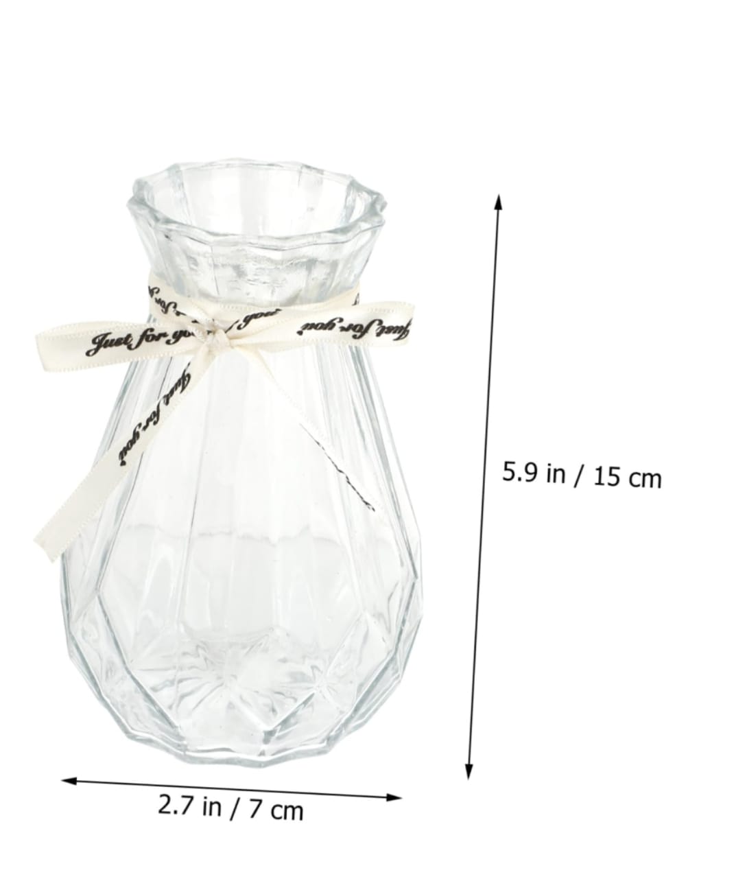 15cm Clear Glass Diamond-Faceted Flower Vases, Modern/classic,