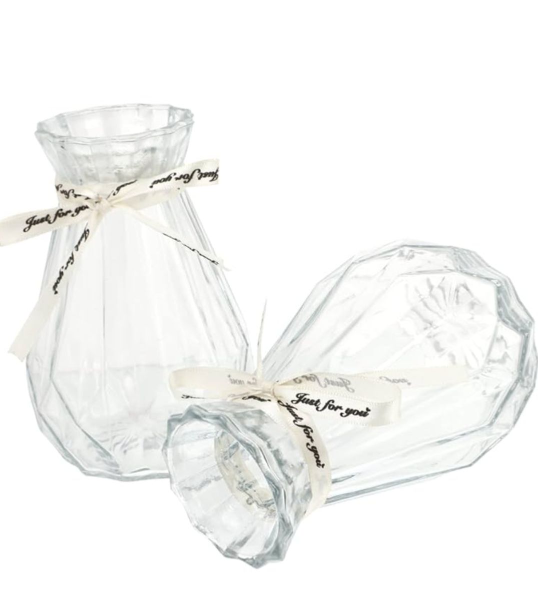 15cm Clear Glass Diamond-Faceted Flower Vases, Modern/classic,