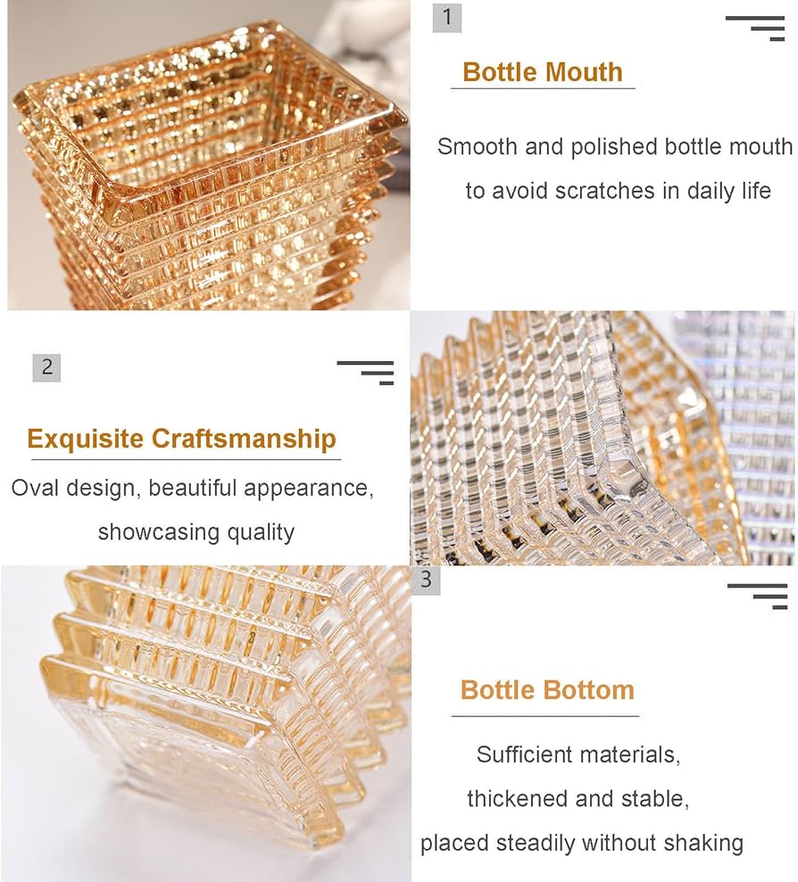 Crystal Glass Vase, Thick Clear Glass Flower Vase, Large Decorative Vases, Flower Arrangement, Hydroponic Ornament for Home Dining Table, Gift for Wedding, Housewarming Party