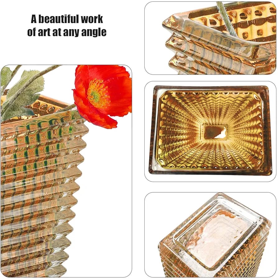 Crystal Glass Vase, Thick Clear Glass Flower Vase, Large Decorative Vases, Flower Arrangement, Hydroponic Ornament for Home Dining Table, Gift for Wedding, Housewarming Party