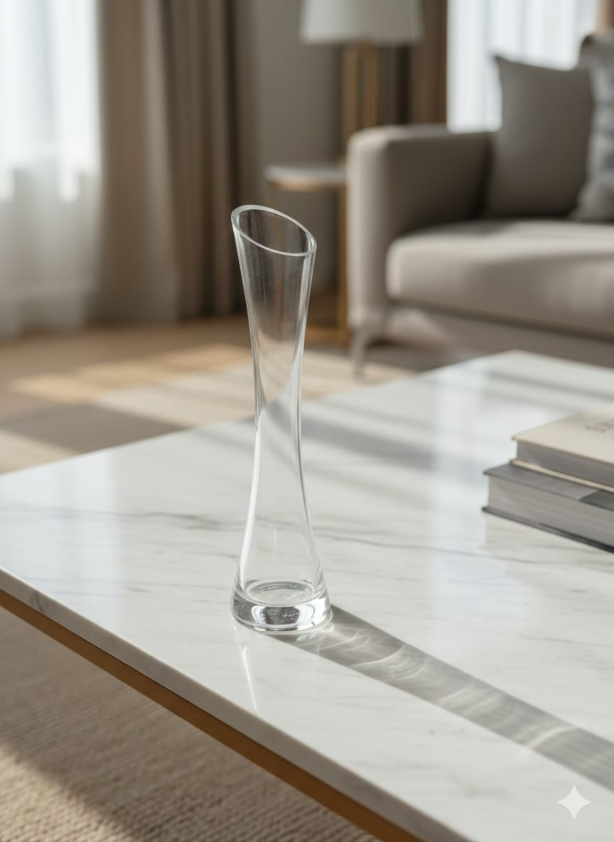 Glass Vase Slim Neck Crystal Clear