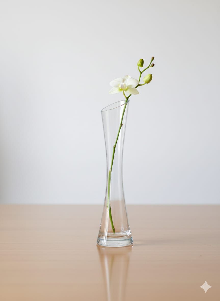 Glass Vase Slim Neck Crystal Clear