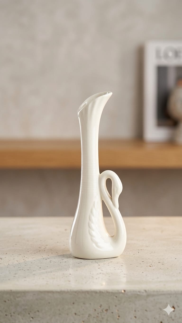 Vases For Flowers Creative Swan Vase Nordic Luxury Gilt Ceramics Vases Flower Arrangement Ornament Home Living Room Dining Table Decor Ornaments For Living Room(White)