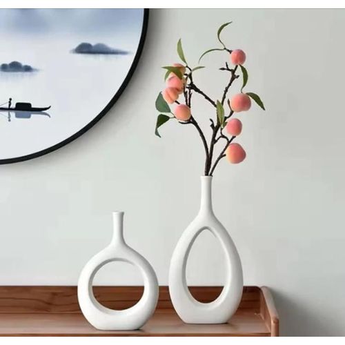 NordicForm™ Doughnut Ceramic Vase – Soft White - Sculptural Minimal Home Accent