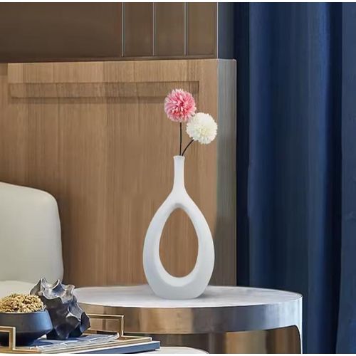 NordicForm™ Doughnut Ceramic Vase – Soft White - Sculptural Minimal Home Accent