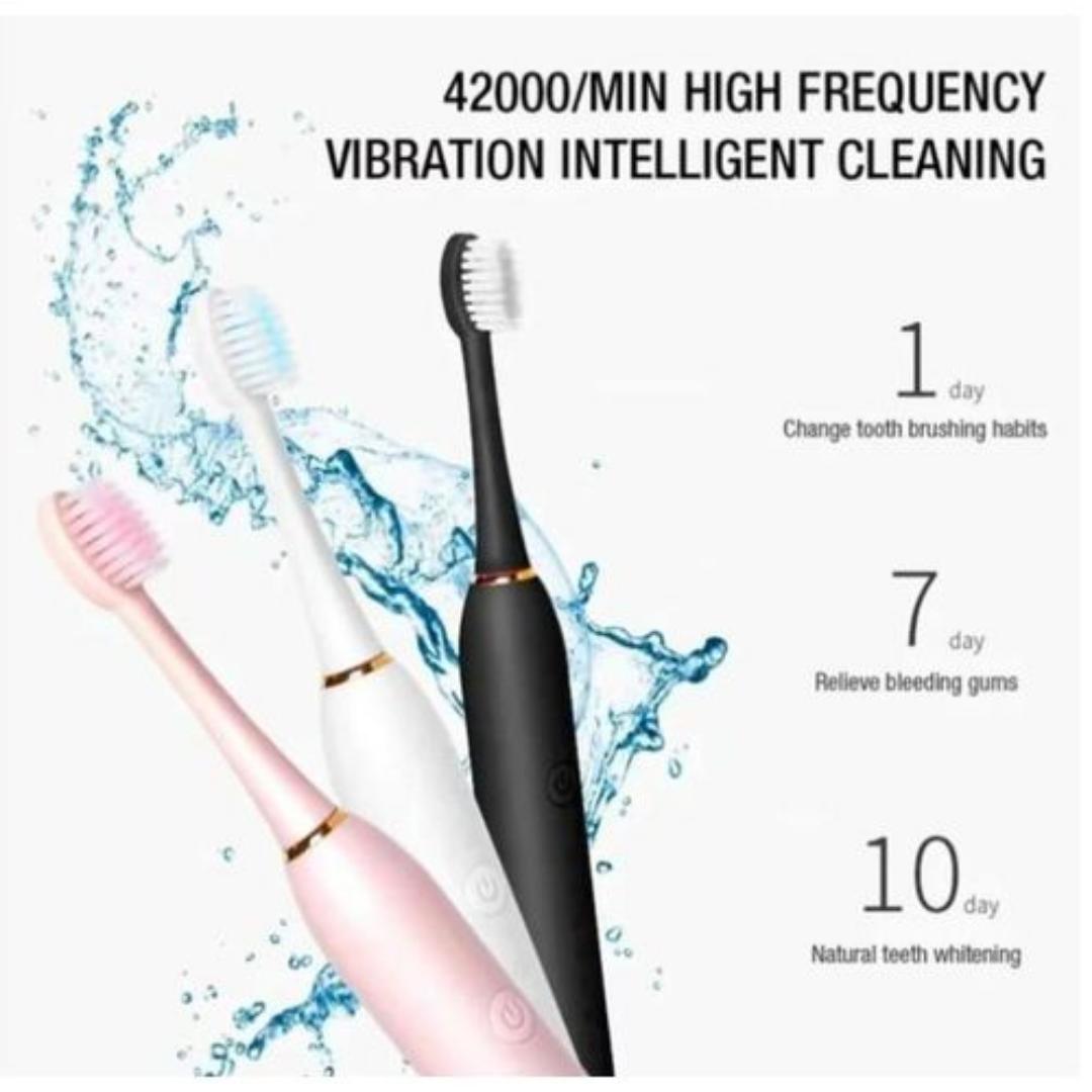 Sonic Electric Toothbrush 4 Brush Heads for Adults IPX7 Waterproof DuPont Brush Head USB Rechargeable High Frequency Cleaning