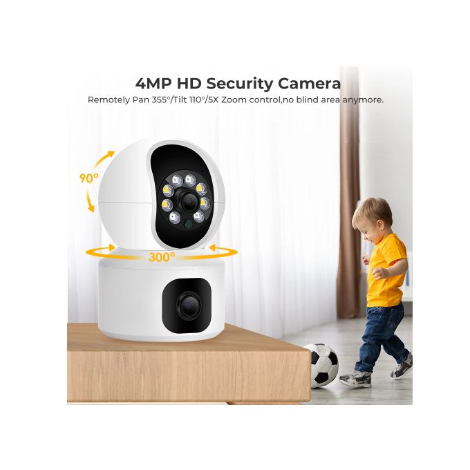 4MP Dual Lens WiFi Camera Dual Screen Baby Monitor Auto Tracking Ai Human Detection Indoor Home secuiryt CCTV Video Surveillance