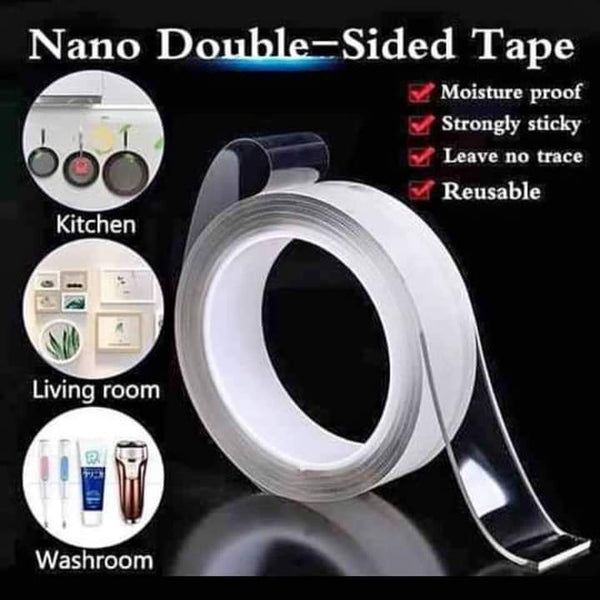 3 M Extra Strong Double Sided Tape Heavy Duty Removable Clear Sticky Adhesive Nano Tape Tough Washable Waterproof Mounting Tape for Hanging Picture, Poster, Carpet, Photo Deco