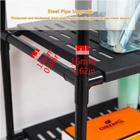 Bathroom Space Saver, Over The Washing Machine/Toilet Stand, Corner Storage Rack for Bathroom, Laundry, Space Saver Metal Storage (3 Tier, Black)