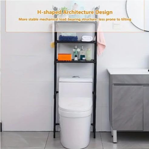 Bathroom Space Saver, Over The Washing Machine/Toilet Stand, Corner Storage Rack for Bathroom, Laundry, Space Saver Metal Storage (3 Tier, Black)