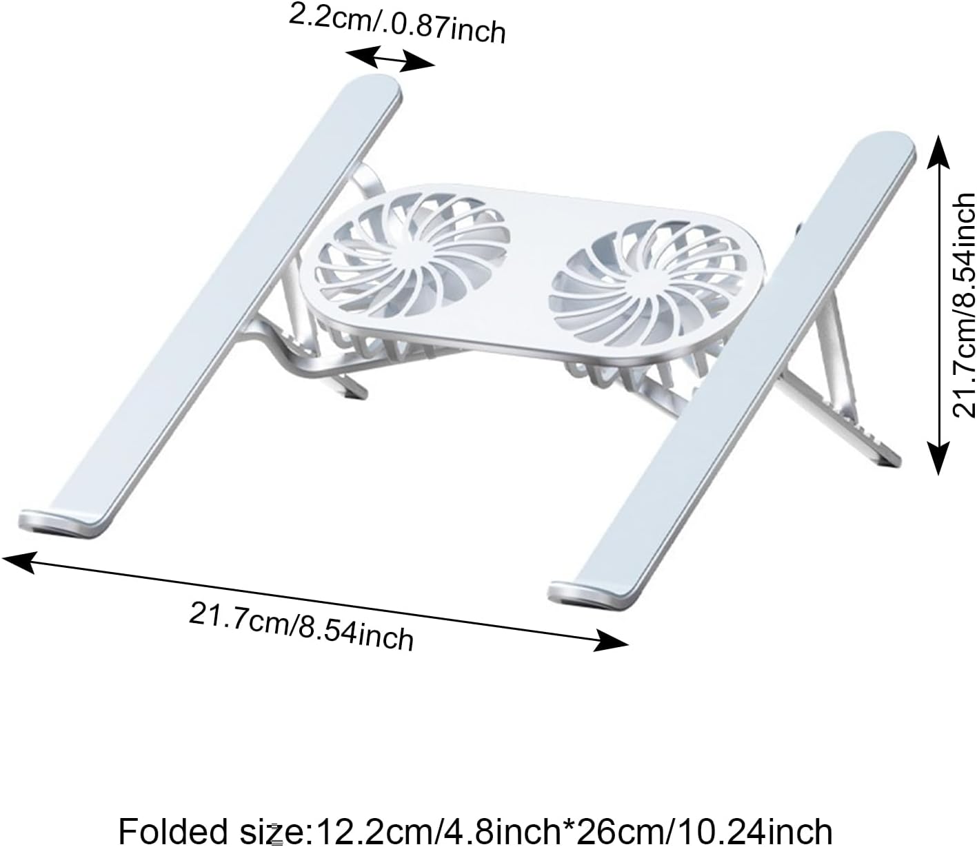 Laptop Cooling Base, Foldable Laptop Stand, Laptop Cooling System Stand with 2 Silent Fan, Adjustable Height, LED Lights, for 10 – 15.6 Inch Laptops